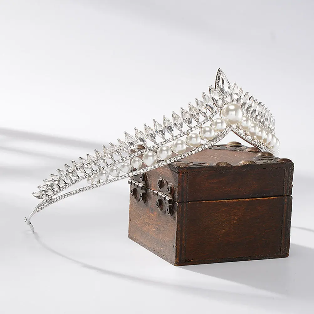 

1 шт. Элегантная свадебная корона с жемчугом и стразами, легкая сверкающая тиара для невесты, головной убор для свадебных торжеств и банкетов