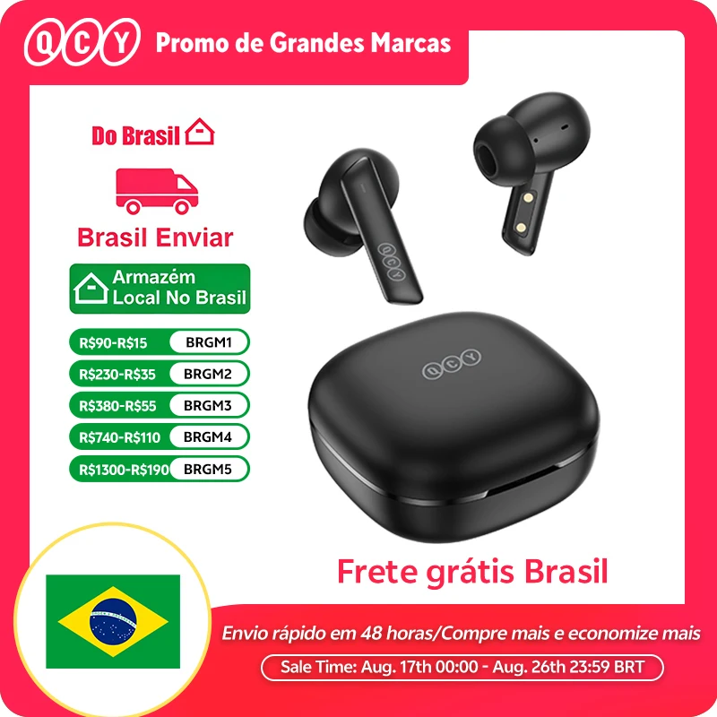QCY HT05 ANC fone de ouvido sem fio 40dB cancelamento de ruído Bluetooth 5.2 fone de ouvido 6 microfone ENC HD chamada TWS fones de ouvido modo de transparência