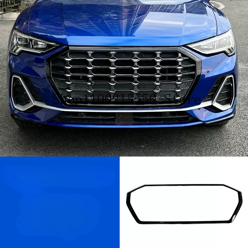 FIT FOR Audi Q3 2019 2020 2021 2022 2023 2024 Glossy Black ABS front bumper grill forming strip cover trim