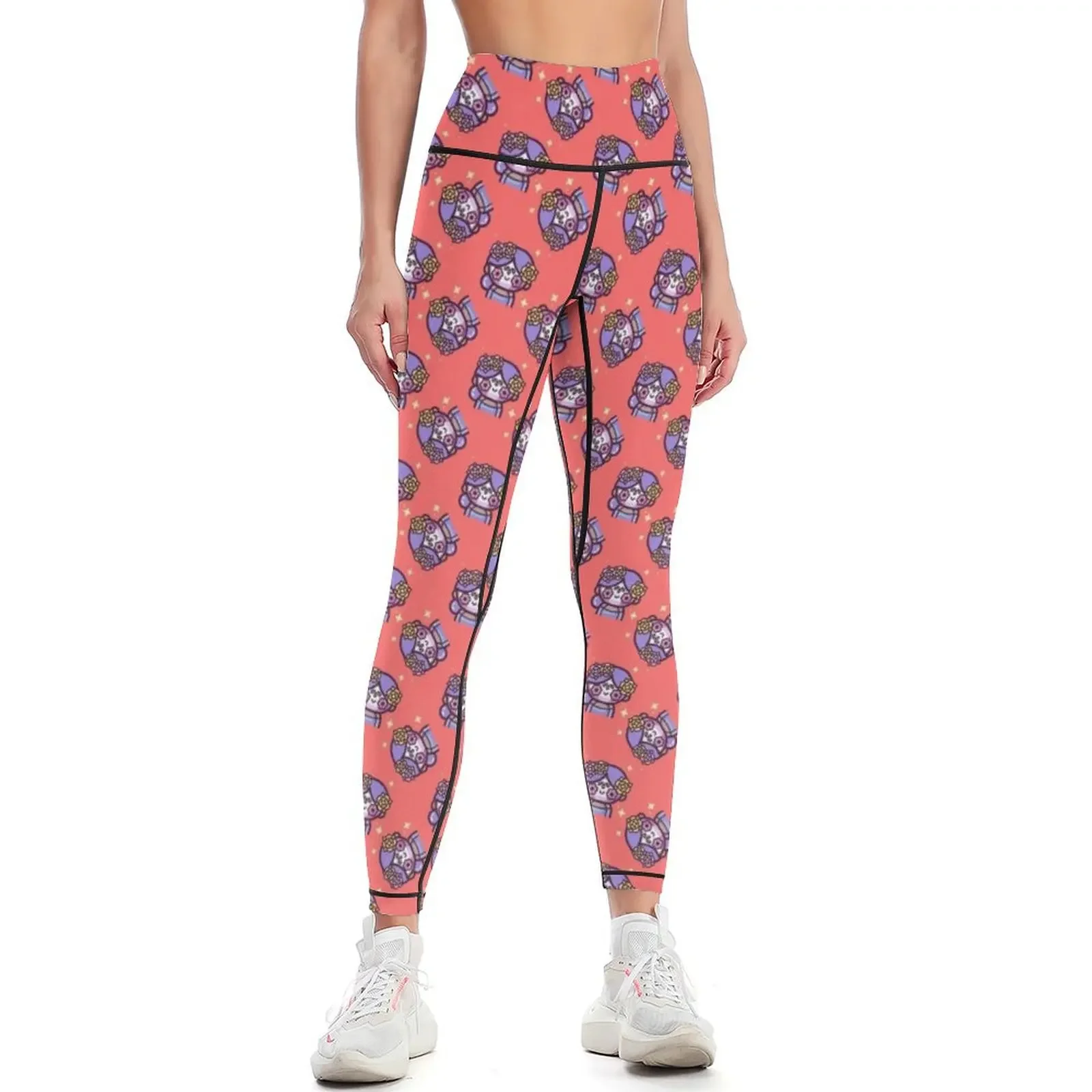 Happy Halloween Holiday | Spooky Catrina Cartoon Pattern Leggings for fitness workout shorts Womens Leggings