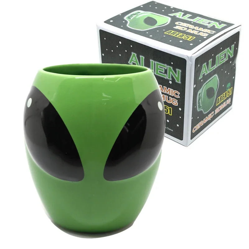 Cartoon Creative Green Alien Ceramic Cups Interesting Fashion Coffee Cup Birthday Gift Water Cup Turkish Coffee Cups