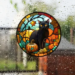 Halloween Static Cling Glass Sticker Window Party Decoration Wall Car RV Window Black Cat Pattern pellicola elettrostatica per auto #32