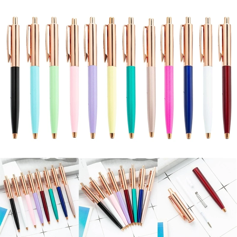 6Pieces Office Signing Pen Retractable Ballpoint Pen Business Pen Metal Ballpoint Pen Write Smoohtly Gift Pen F19E