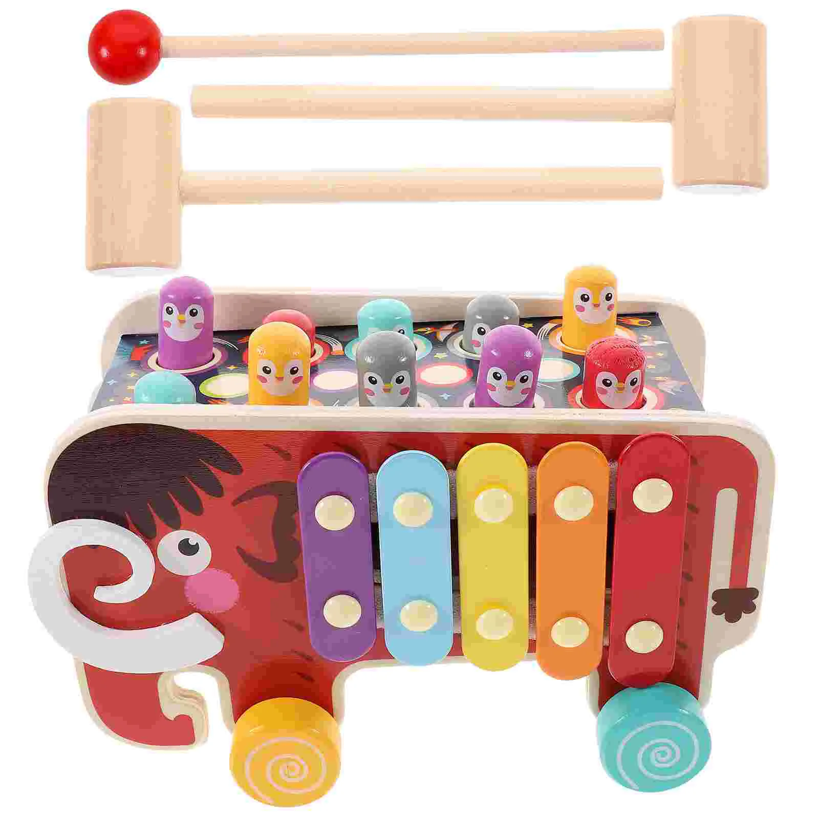 Holzspiel Spielzeug Babyspielzeug Spielzeug Kinder Kleinkind Push and Pull Hämmerung Pädagogisch Eltern-Kind-Kinder