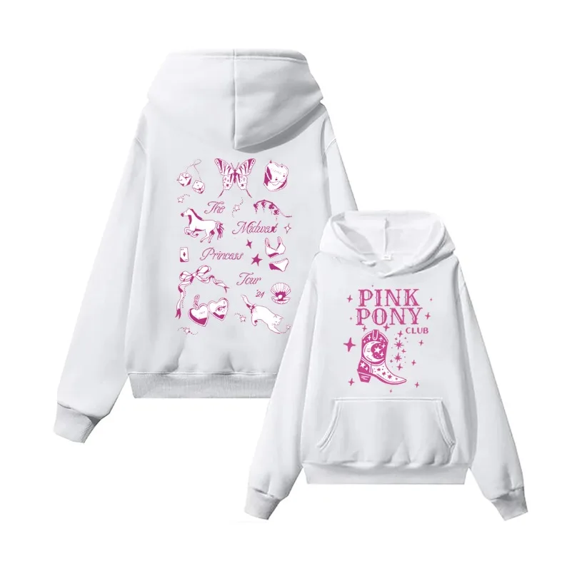 

Pink Pony Club Hoodie Chappell Roan Midwest Princess 2024 Tour Hoodie Pink Pony Club 2024 Tour Unisex Graphic Hoodie