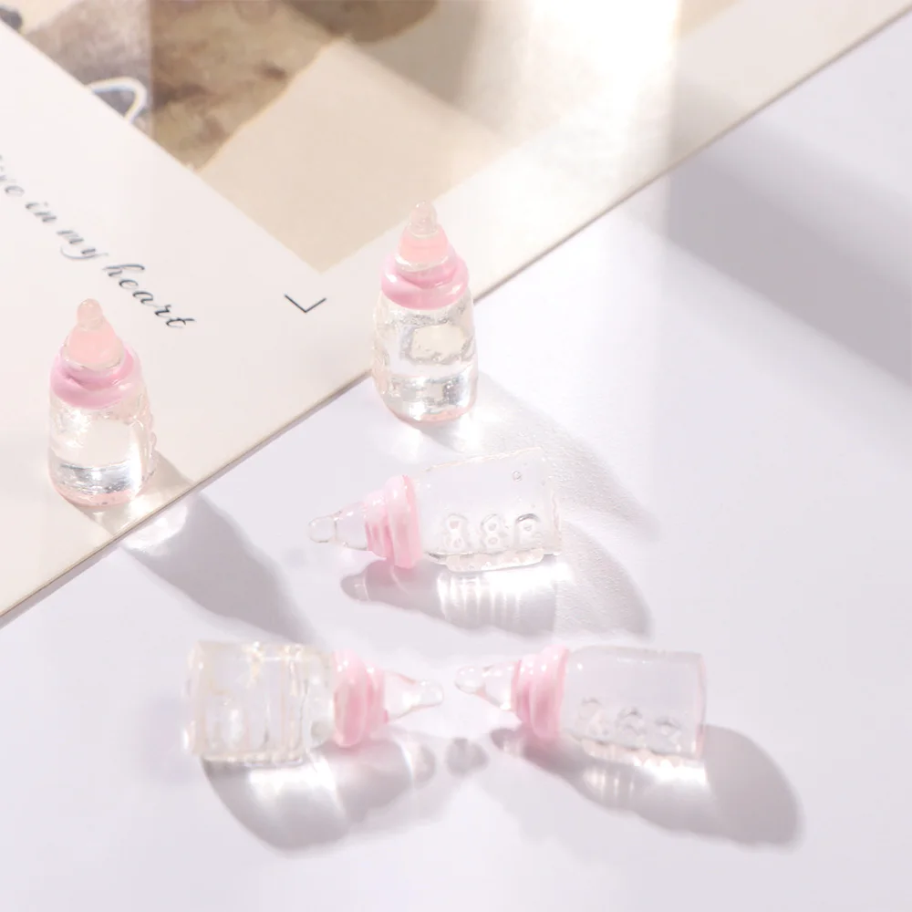 5pcs Baby Bottle Model Simulation Mini Milk Bottle DIY Toy Colorful DIY Mini Pacifier Bottle Cute Resin