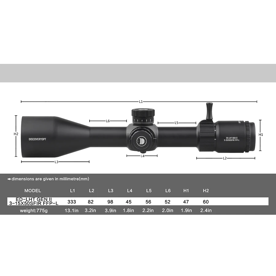 Discovery ED GENII3-15X50SFIR FFP L Tactical Sight First Focal Plane Hunting Riflescopes Glass Etched Reticle Optical Sights