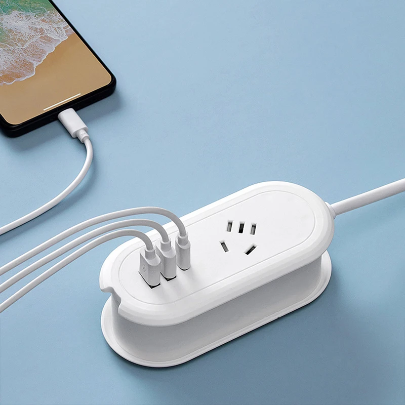 AU Plug Power Strip with 2 USB 1 Type-C Mini Portable 1.4M Extension Cable 2 Outlets Electrical Socket Storage Charging Cable