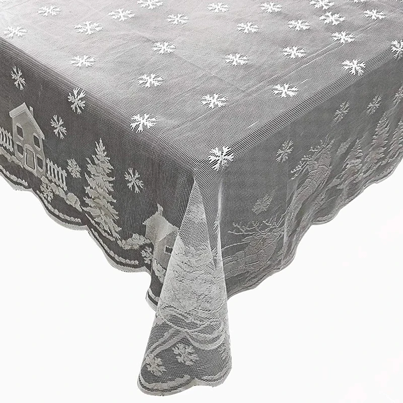 Mantel navideño de Papá Noel, muñeco de nieve, alce, bordado, fiesta de Navidad, mantel de encaje, decoraciones cuadradas para fiesta, alta calidad