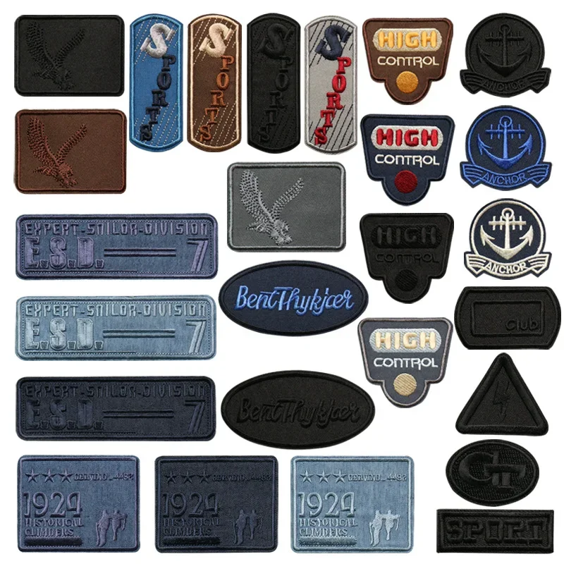 Denim Patches Iron on Badges Fashion Cloth Appliques Anchor Eagle Sports Multi Colors Thermo Stickers for Workwear Holes Mending