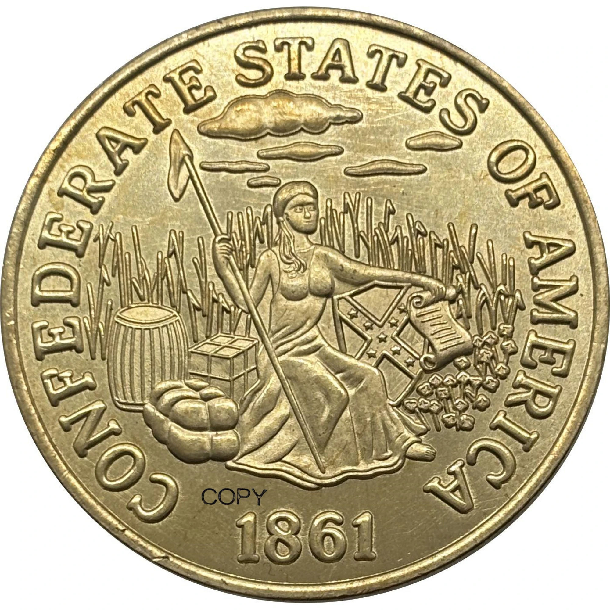 US 1861 20 Twenty Dollars CSA Confederate United States Gold Brass Metal Copy Commemorative Coin Ww2 Moneda Collectible Coins