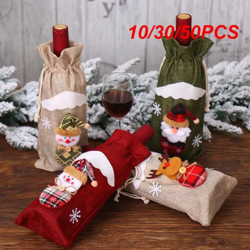 10/30/50PCS Wine Bottle Cover Durable 30g Party Decoration Ornaments Christmas Bottle Covers Festive Atmosphere Cloth