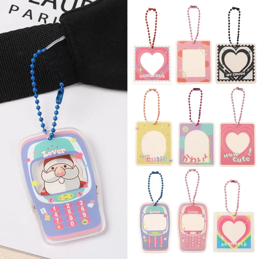 1 inch School Stationery Star Chasing Pendant Key Chain Photocard Holder Idol Photo Sleeves Photo Frame