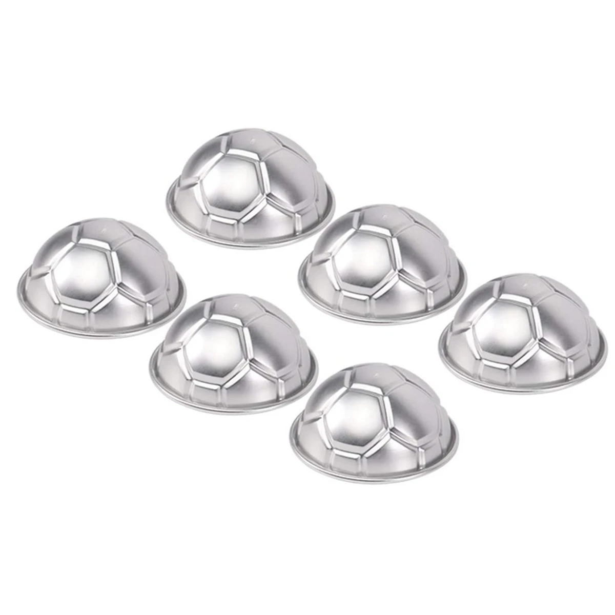 6 Pcs Mini Soccer Ball Cake Pan,Aluminum Cupcake Baking Pans,Half Sphere Shape Chocolate Pudding Tiny Mold Decorating