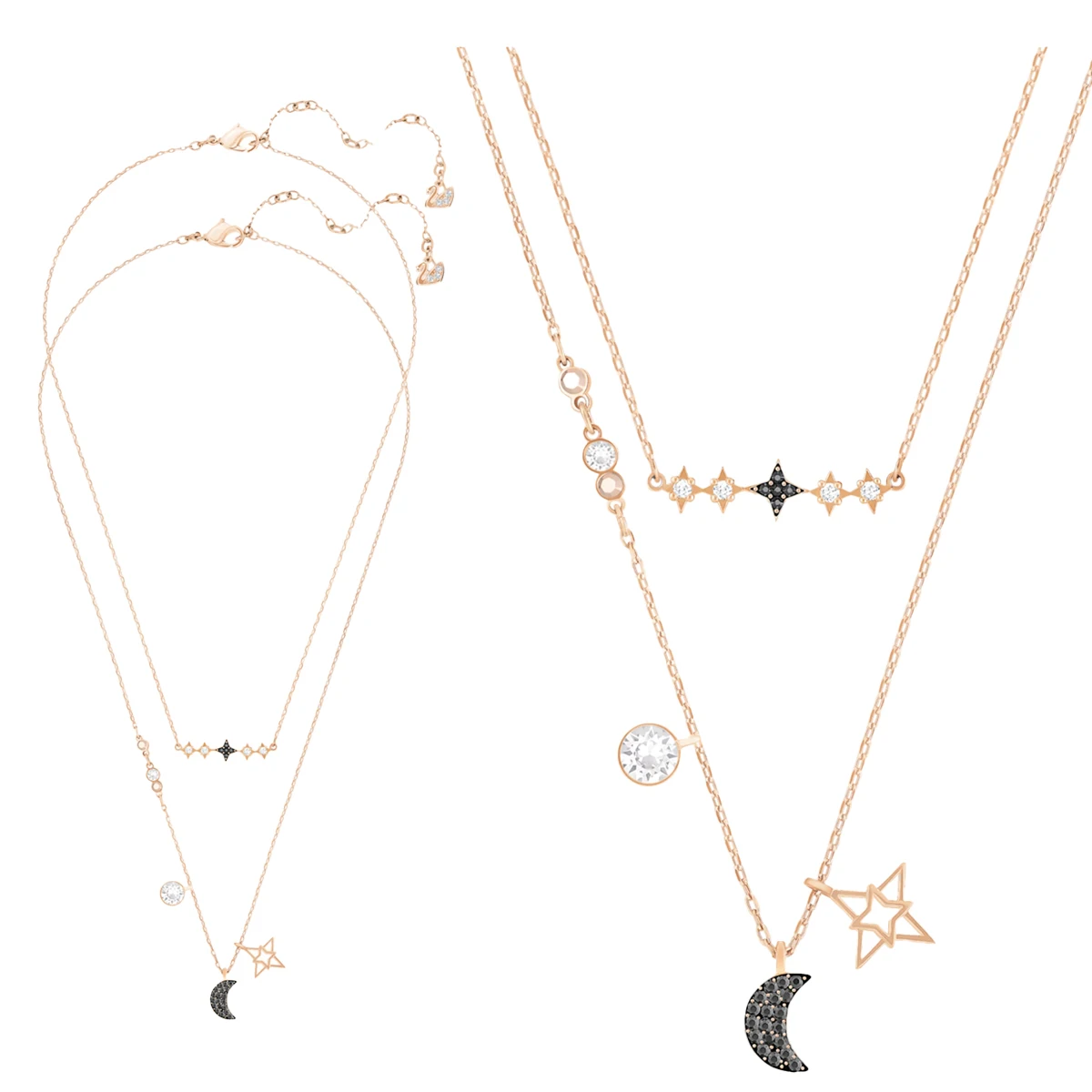 

Изысканное ожерелье с двойным потоком в Европе и Америке 2025 года, простое и атмосферное ожерелье для пар, модное ожерелье Swarovski