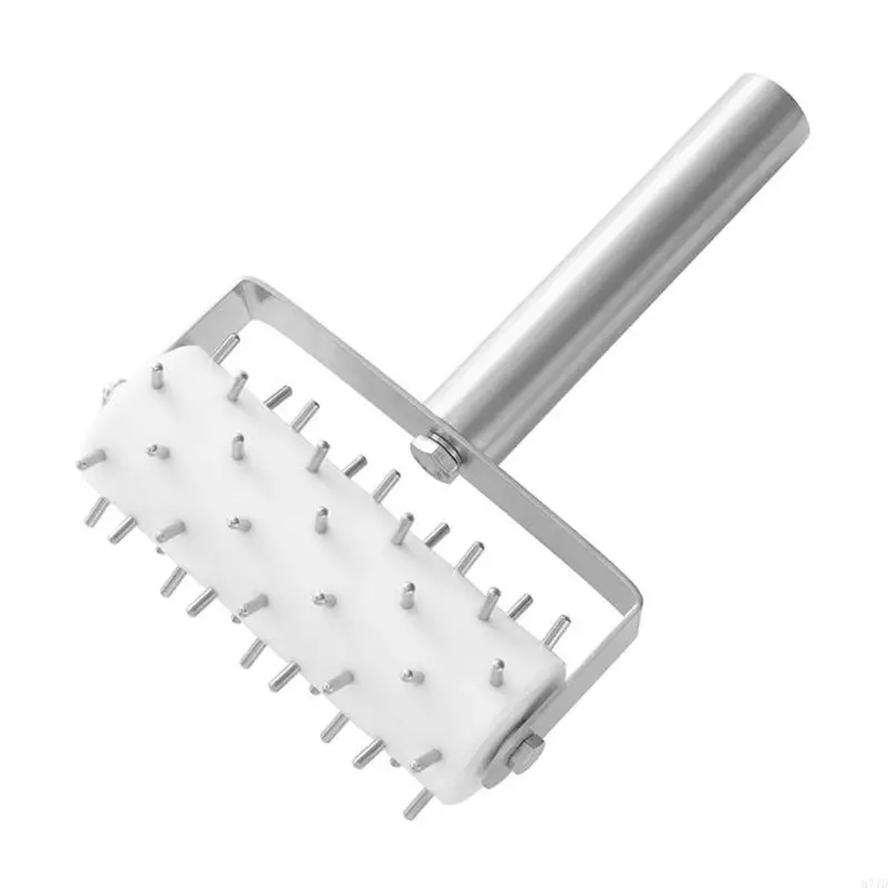 Studded Dough Wheel for Pizza Making with Stainless Steel Construction, for Puncturing Pie Dough, Pastry, and Flatbread 37JD