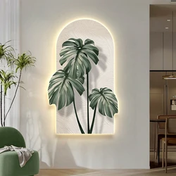 New Green Plants LED Light Corridor Living Room Mural Lights Entrance Foyer Decoration Painting Lamp Lustre Home Kitchen Bedroom