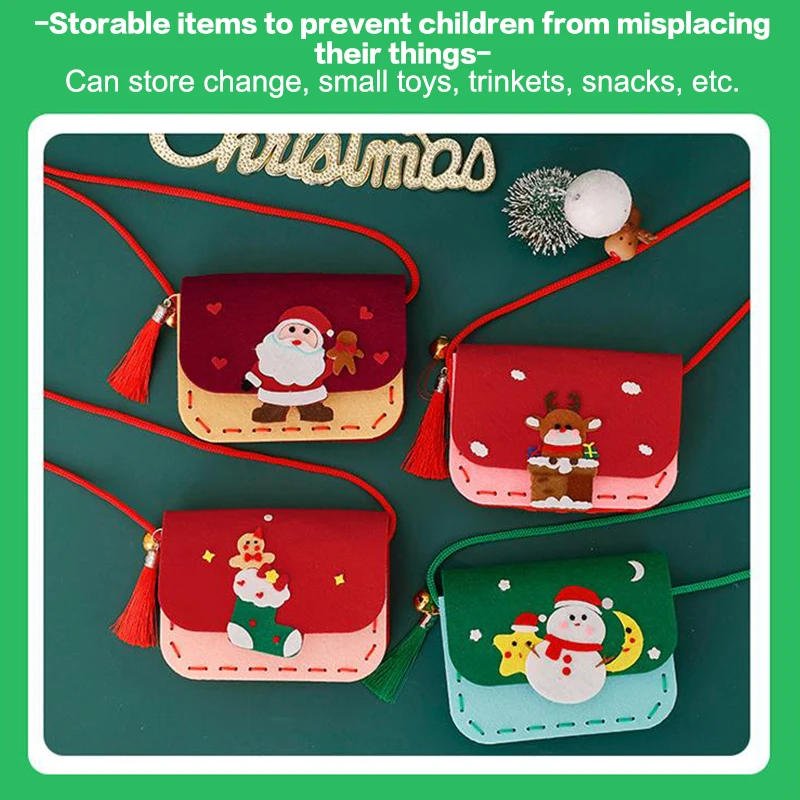 Christmas Non-Woven New Handicraft DIY Toys For Children Inclined Shoulder Bag Self Made Wallet Arts Crafts Educational Toy