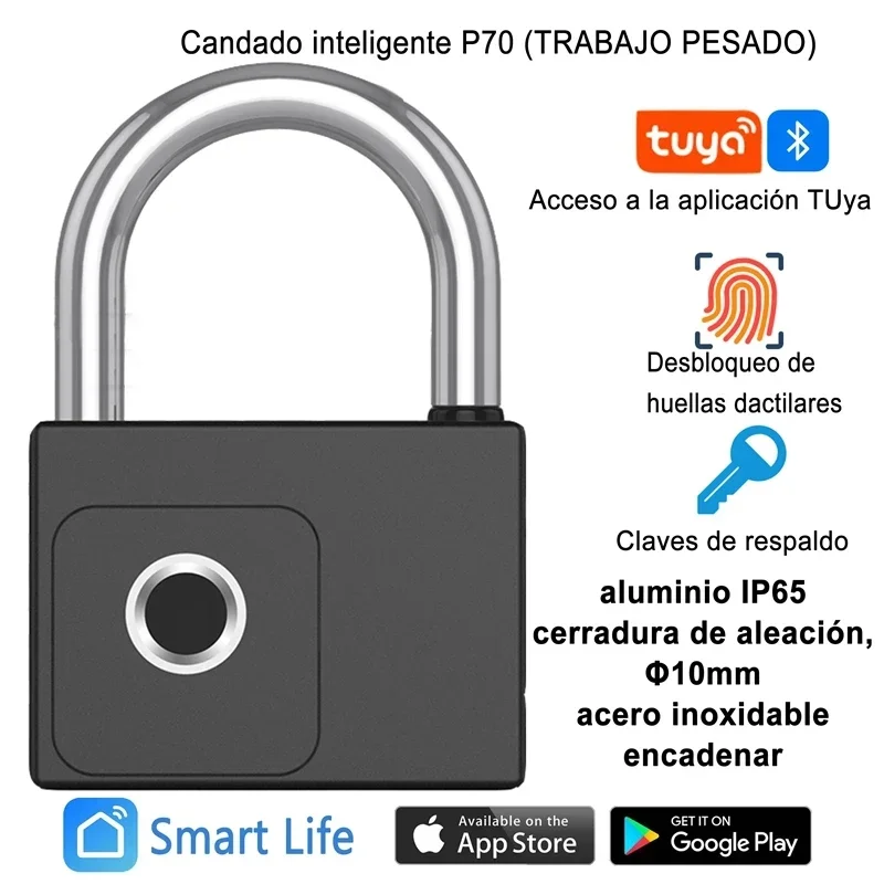 Black Tuya Smart Home Fingerprint Lock Bluetooth Safe Padlock Door Lock Keyless USB Rechargeable Quick Unlock Zinc alloy Locks