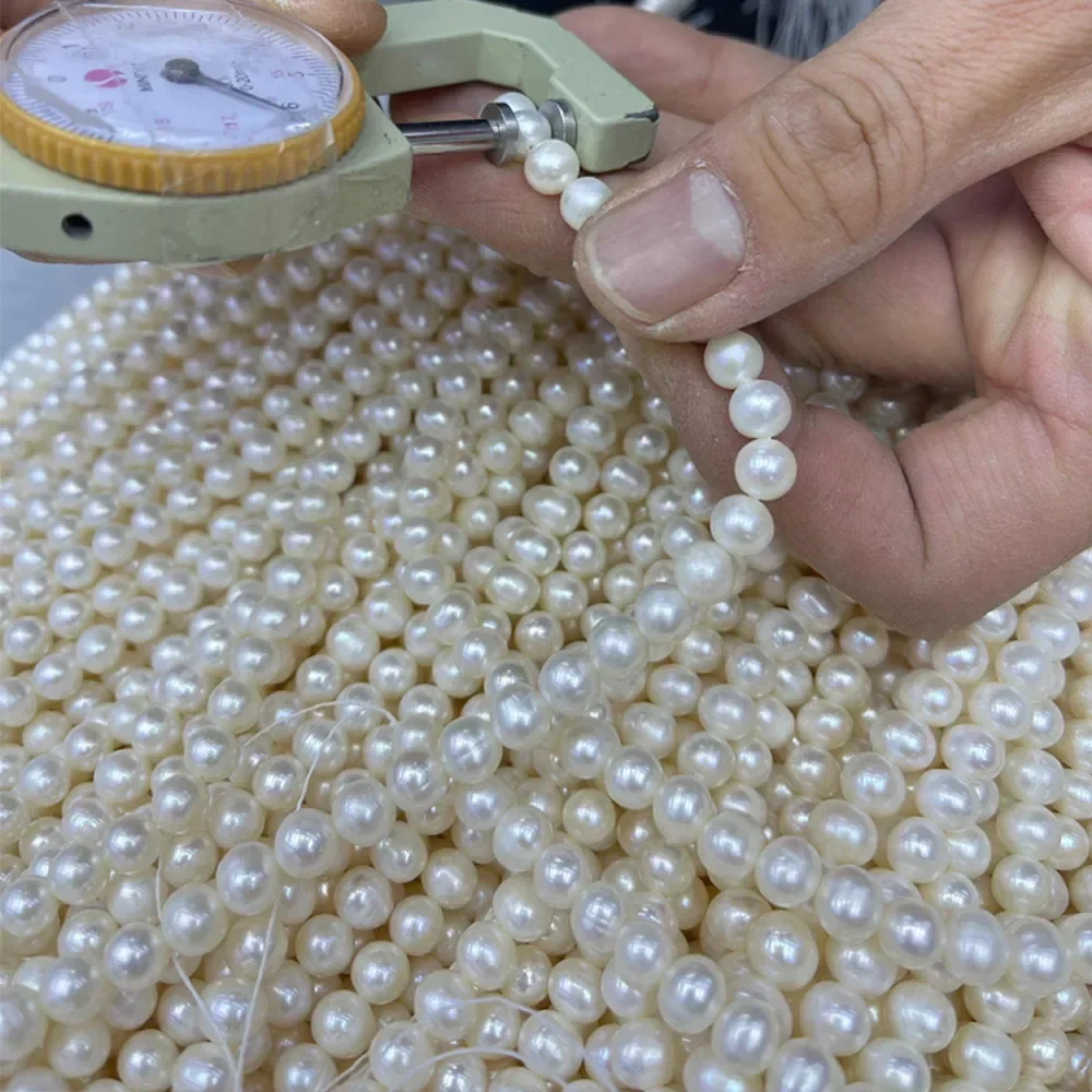 AAA Hochwertige nahrunde natürliche Süßwasserperlen für Schmuckherstellung, Zubehör, DIY-Halskette, Armband, Zubehör – Detail 9