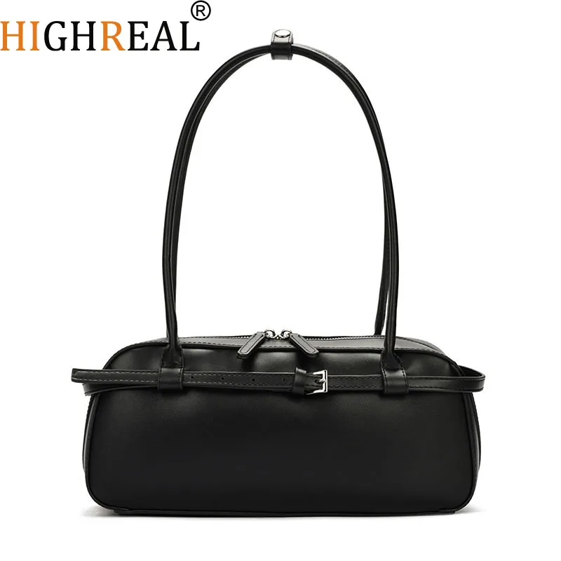 

Versatile Women Zipper Designer Retro Fashion Commute Handbag Solid Color Office Elegant Ladies Single Shoulder Underarm Bag