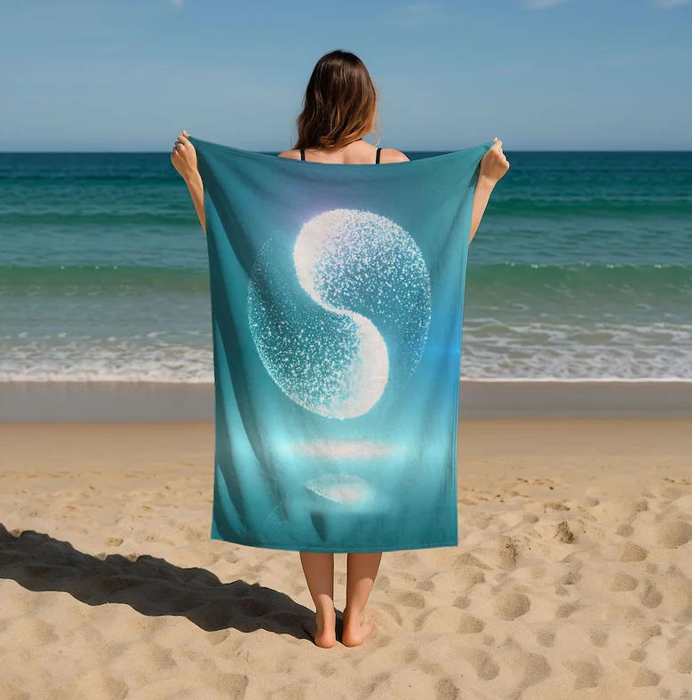 Sunburst Mandala Beach Towel Fire and Harmony Fusion Vibrant Artistry Free-Spirited Vibes Mandala Pattern Sunset Colors