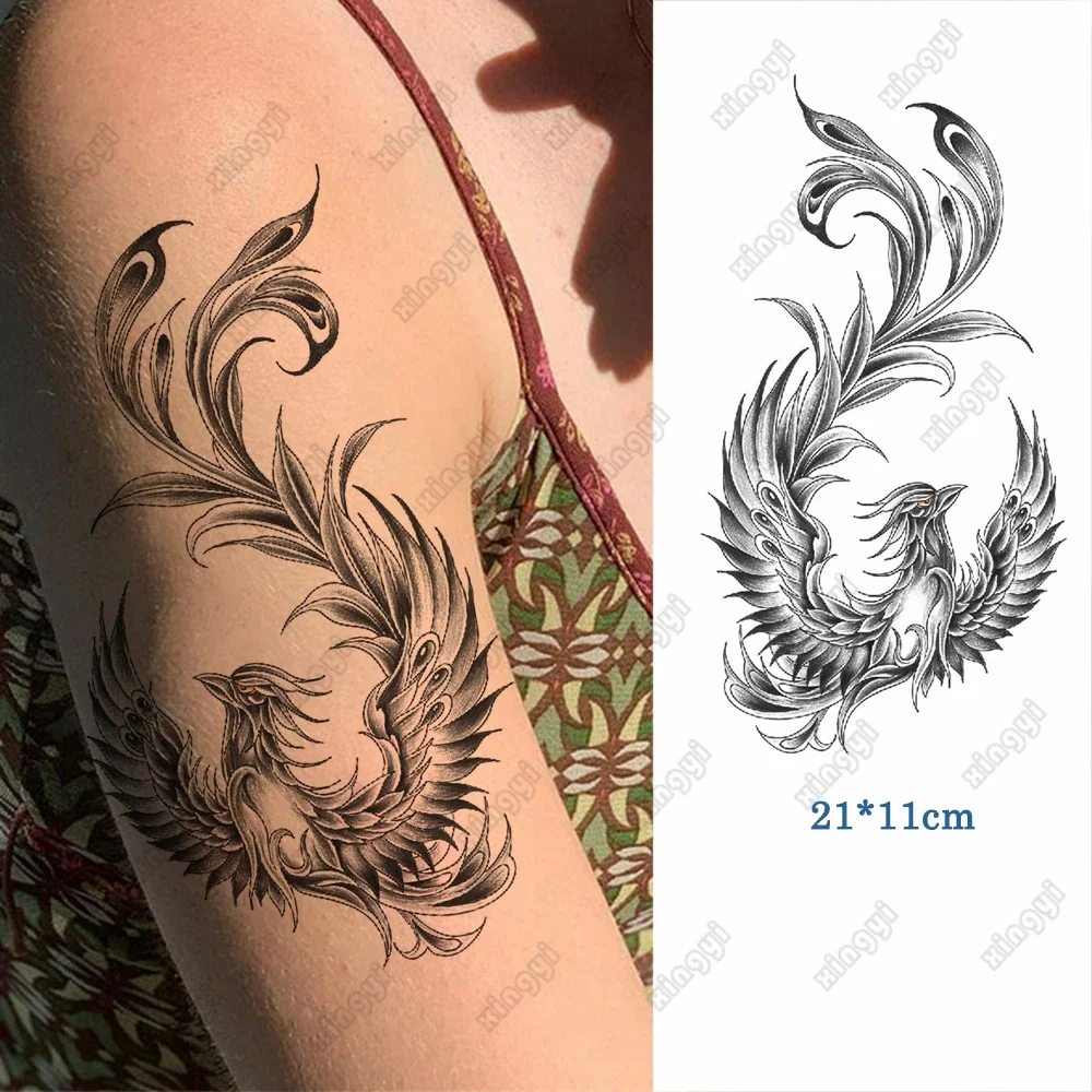 Chinese Style Waterproof Temporary Tattoo Sticker Black Phoenix Flash Tatto dragon Body Art Arm Hand Fake Tatoo Men Women