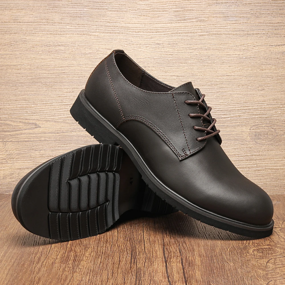 Genuine Leather Men Derby Shoes Ultralight Comfortable fashion Men Casual shoes Black Men Leather Shoes #KD6675