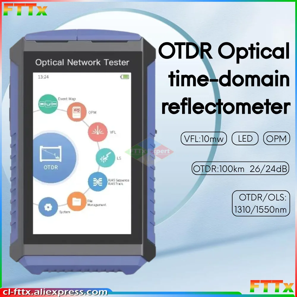 

NK4200 Optical Fiber Tester with Touch Screen, OTDR Reflectometer, Test Range, 100km, OPM, OLS, VFL, 1310nm 1550nm 26/24dB