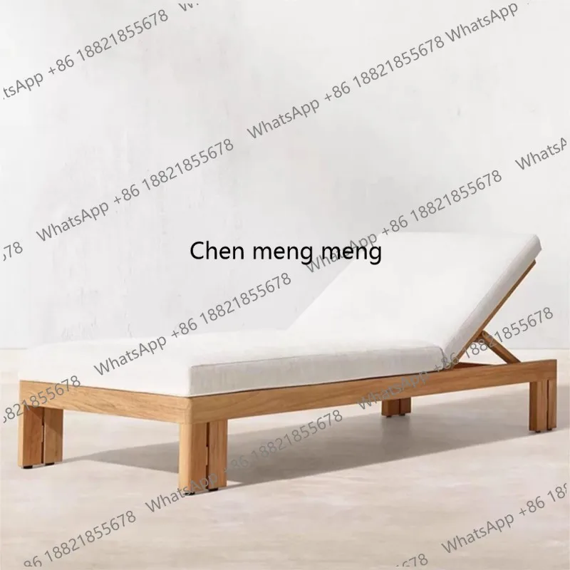 Outdoor Villa Terrace Hotel Teak Frame Sunbed Outdoor Foldable Terrace Sunbeds