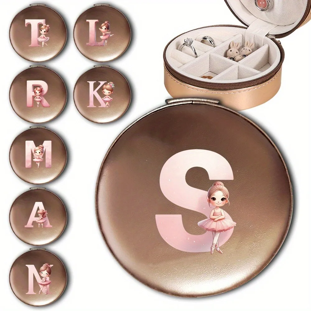 

Waterproof Zipper Jewelry Box Necklace Earring and Ring Storage Box PU Jewelry Storage Case Ideal Gifts Ballerina Girl Pattern