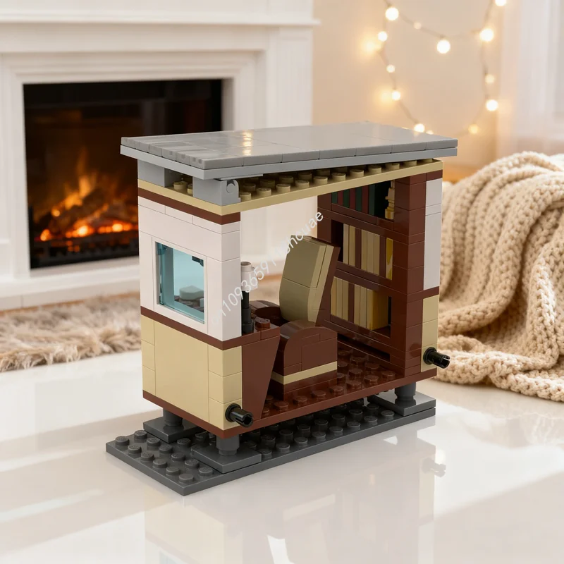 167 pz MOC Architettura Modulare Paesaggio stradale Casa Sala studio Modello Building Blocks Giocattolo Regali di Natale Idea Educazione Mattoni Bambini