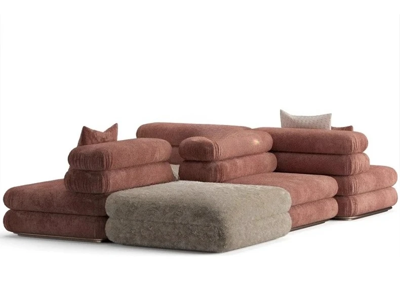 أريكة جزيرة وحديثة وبسيطة بحجم مجاني لغرفة المعيشة وأريكة قماش مربعة المشاهير على الإنترنت