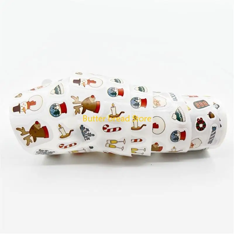 W89C 300 Counts Christmas Theme Sticker Cartoon Sticker for Packaging Journal Planner