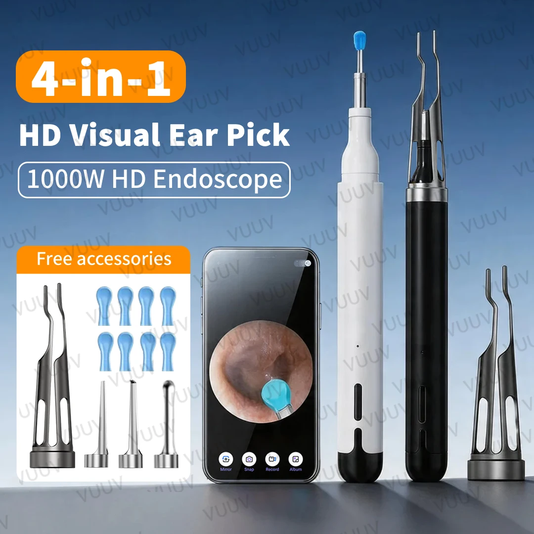 

Smart WIFI Visual Earwax Cleaner Ear Scoop & Tweezer Set Ear Camera HD1080P Ear Pick Ear Wax Removal Tool for iOS/Android