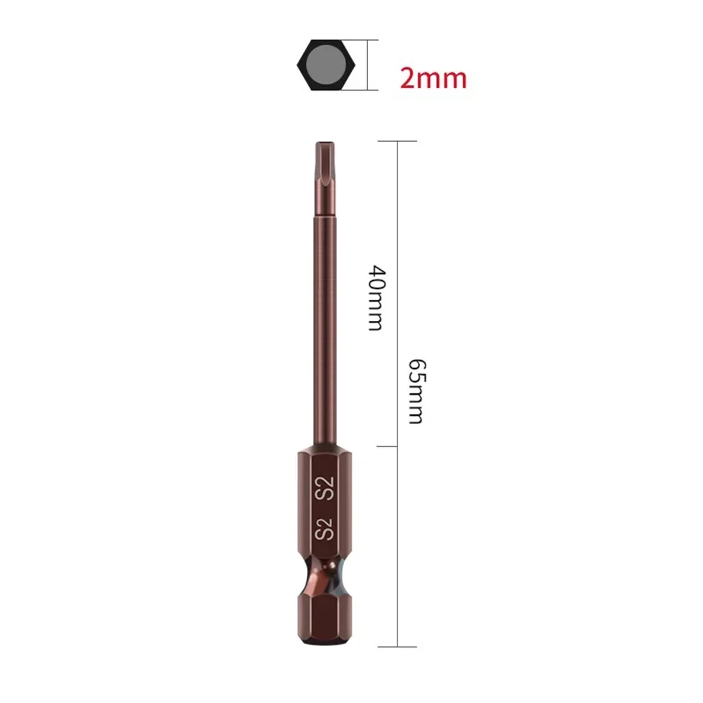 65mm Electric Screwdriver Bits H1.5-H6 Alloy Steel Magnetic Hex Head Screwdriver Bits Screw Driver Tools Parts Accessories