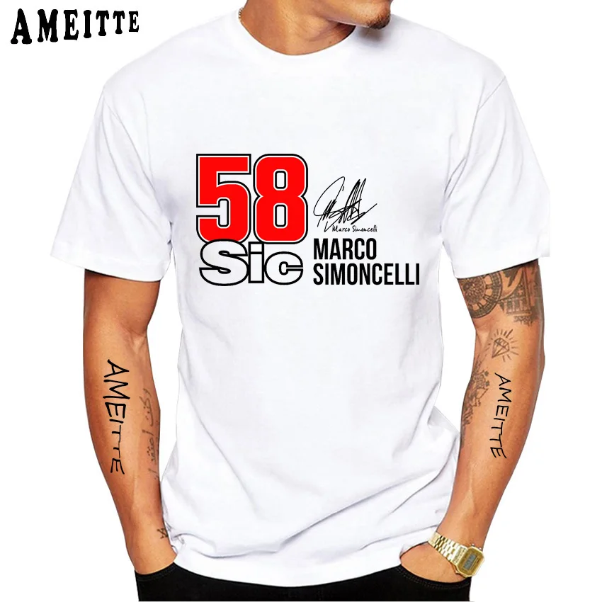 Marco Simoncelli 58 GP Rider T-Shirt New Men Short Sleeve GS Adventure Riding Sport Boy Casual Tees Motorcycle Lovers White Tops