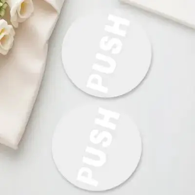 

2pcs Push Pull Door Stickers Round Glass Decals Easy Apply Remove Reuse For Bathroom Home Office Factory Warehouse Store Park