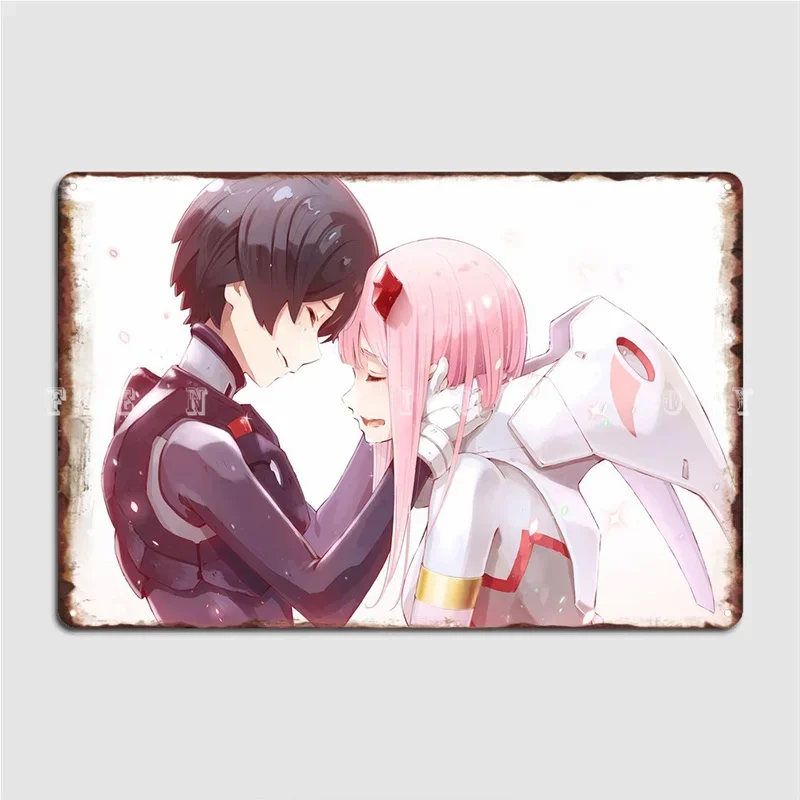 Zero Two Hiro Metal Sign Wall Wall Decor Club Home Personalized Tin Sign Poster