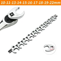 10Pcs 3/8Inch Torque Wrench  Drive Crowfoot Steel 10 To 22mm Metric Foot Open End Spanner Open End Wrench Head Torque Hand Tool