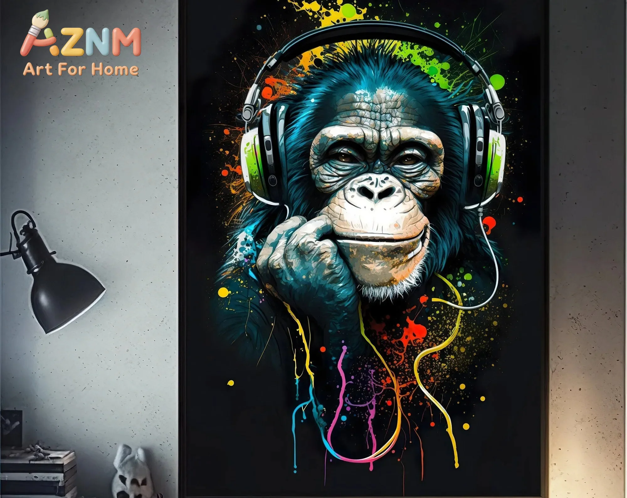 80s Retro Funny Monkey Player Gamepad Picture For Gaming Room Living Canvas Painting Print Wall Art Home Decor Aesthetics Poster