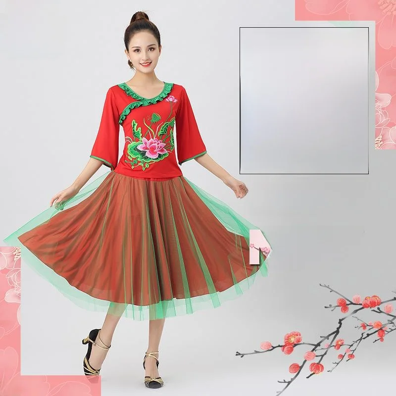 aiwudi-new-square-dance-costume-adult-performance-outfit-five-quarter-bell-sleeve-mesh-long-skirt-sport-fitness-fan-gear