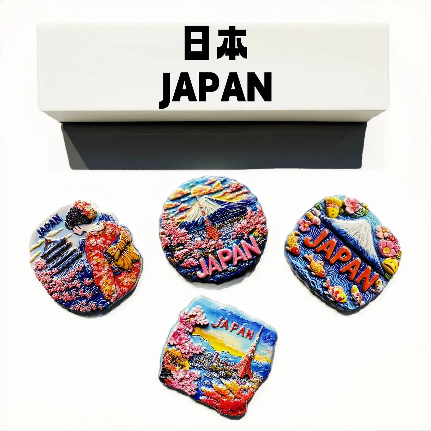 Japanese Creative Resin 3D Tokyo Tower, Mount Fuji, Cherry Blossom Scenery Tourist Souvenir Magnetic Refrigerator Magnet Gift
