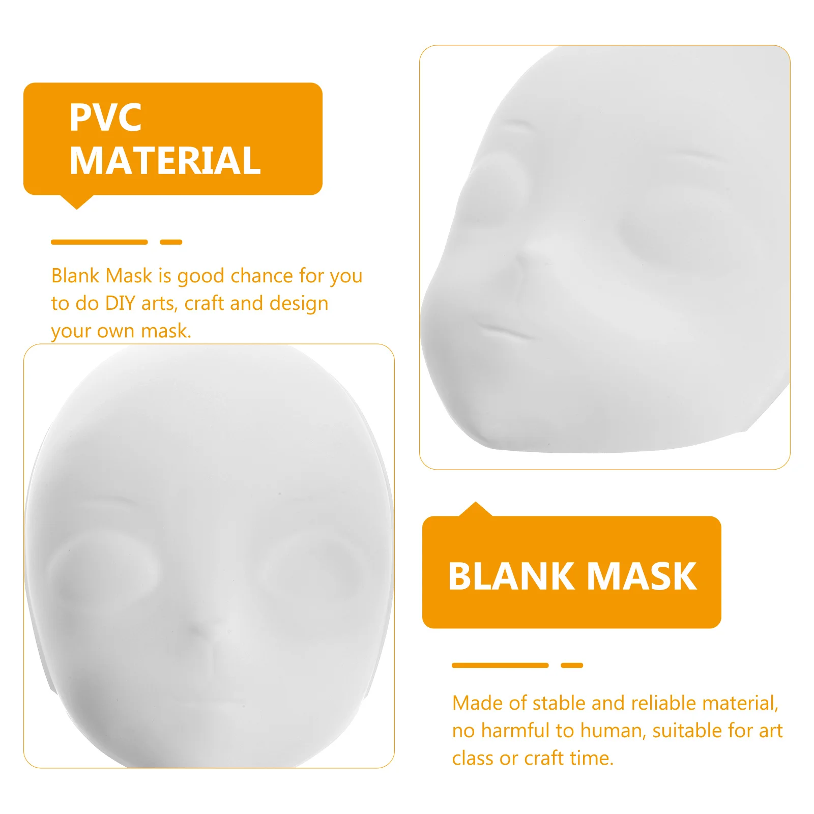 

4Pcs Blank DIY Mask White Unpainted Masquerade Masks for Cosplay Halloween Party DIY Blank Mask Masks for Adults