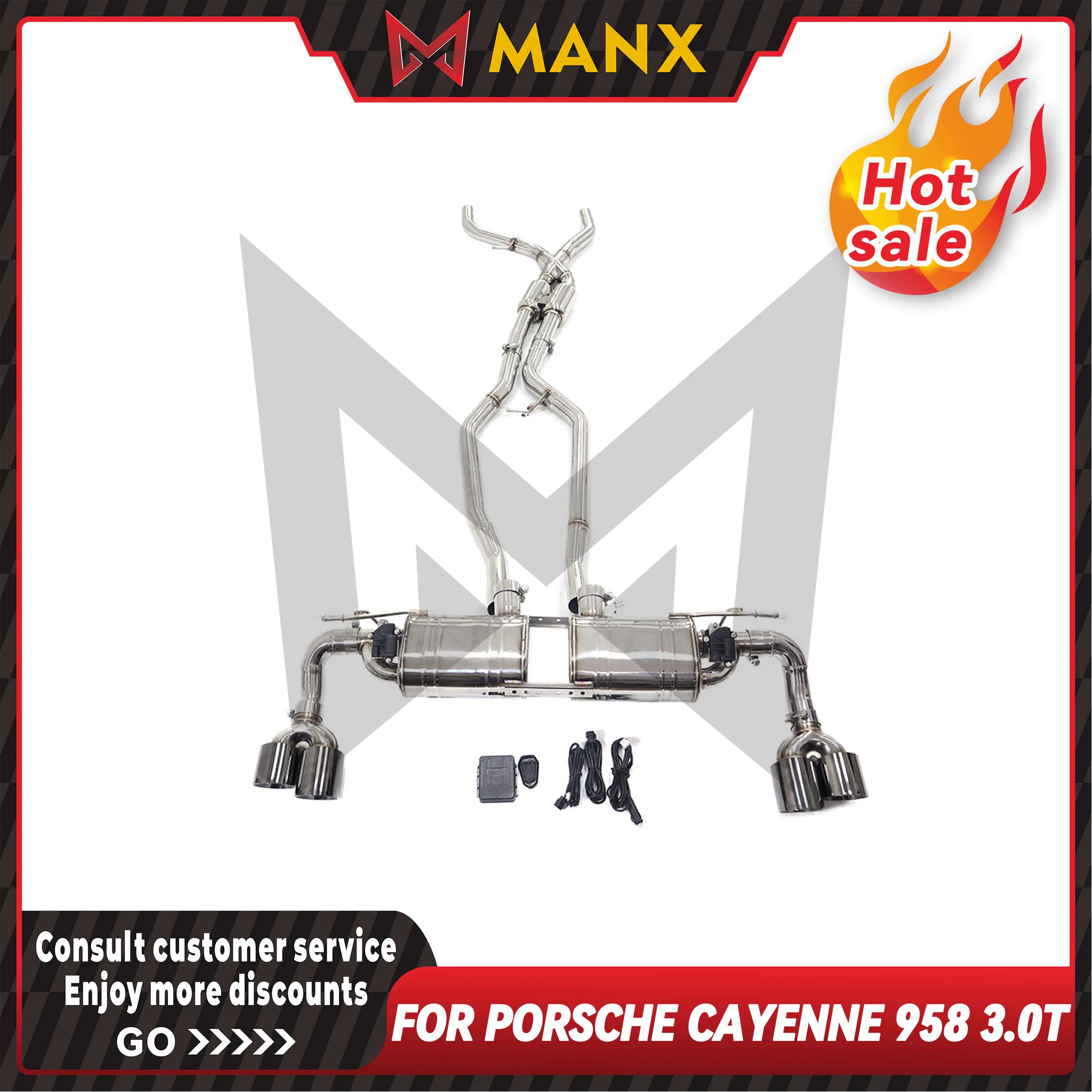 Stainless steel Catback Performance Auto Exhaust pipe for Porsche Cayenne 958.2 3.0T Muffler with remote control valve