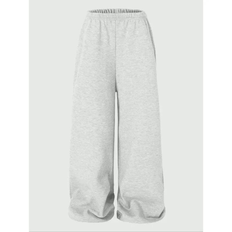 حجم كبير 1XL-5XL النساء رياضي بنطال ذو قصة أرجل واسعة السيدات عادية رقيقة عالية الخصر مستقيم فضفاض ضيق عادية مريحة بنطلون