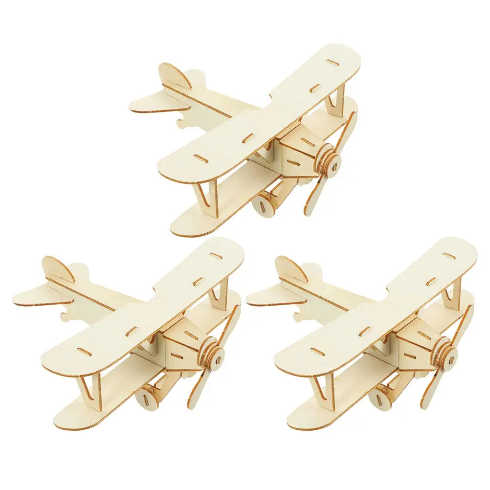 

Набор для творчества: 3 деревянных самолетика для сборки и раскрашивания, для семейного досуга и художественного развития, бежевый
