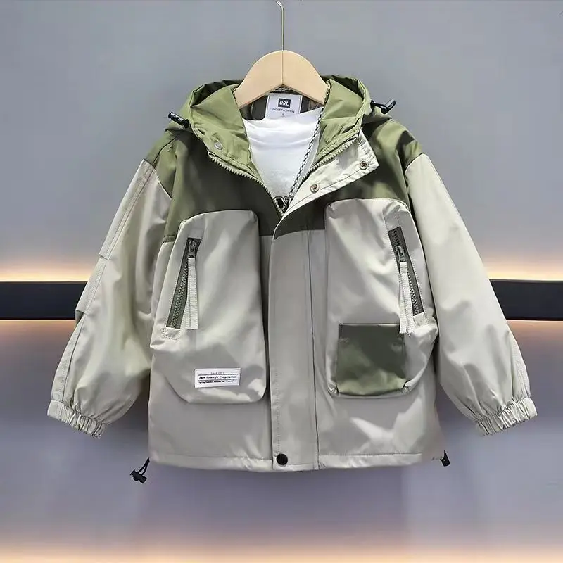 Kids Boys outerwear Spring And Autumn Children\'s Charge Coat 2023 New Boys Loose Fit Autumn Top Sen Series Windbreaker Trend