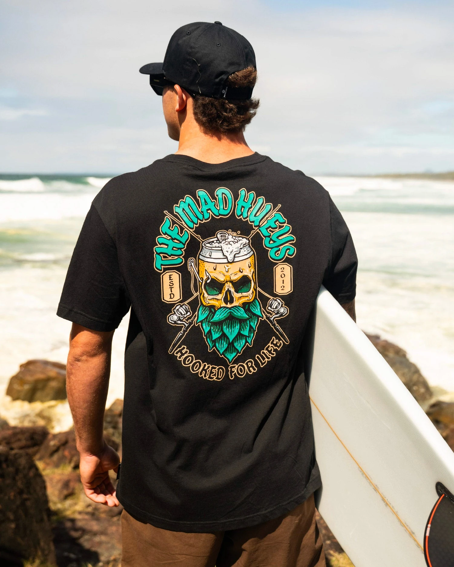 Fishing Slogan Bearded Skull  Cross Fishing Rods Beer Mug Graphic Tee Cotton Mens Womens T-Shirt Summer Outdoor Casual Top