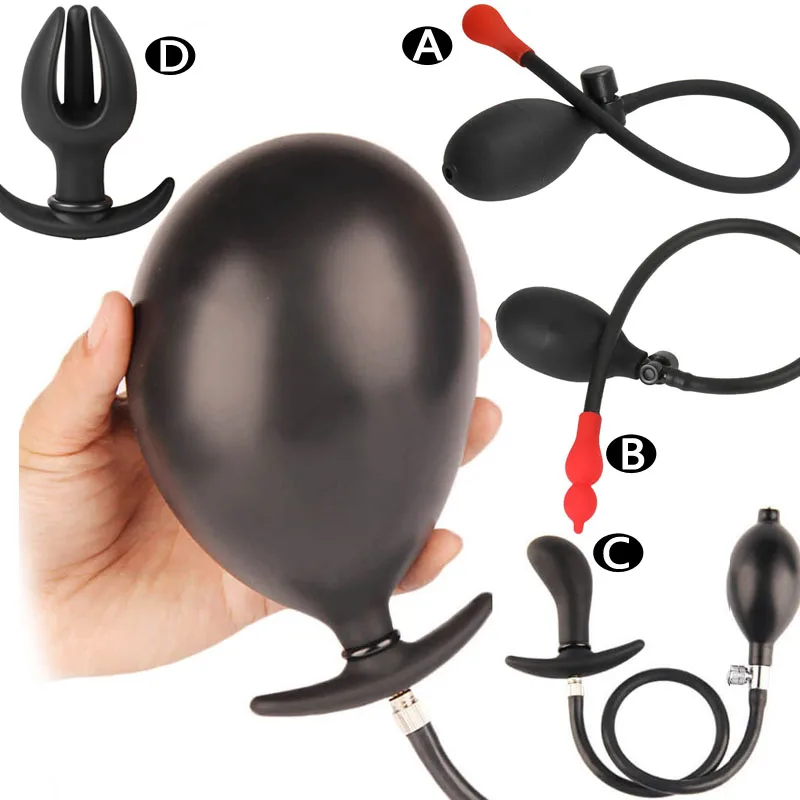 4-kinds Silicone Inflatable Anal Plug Dilator Huge big Buttplug Dilatador Anal Expander Butt Plugs Pump Vaginal Balls Adult Toys